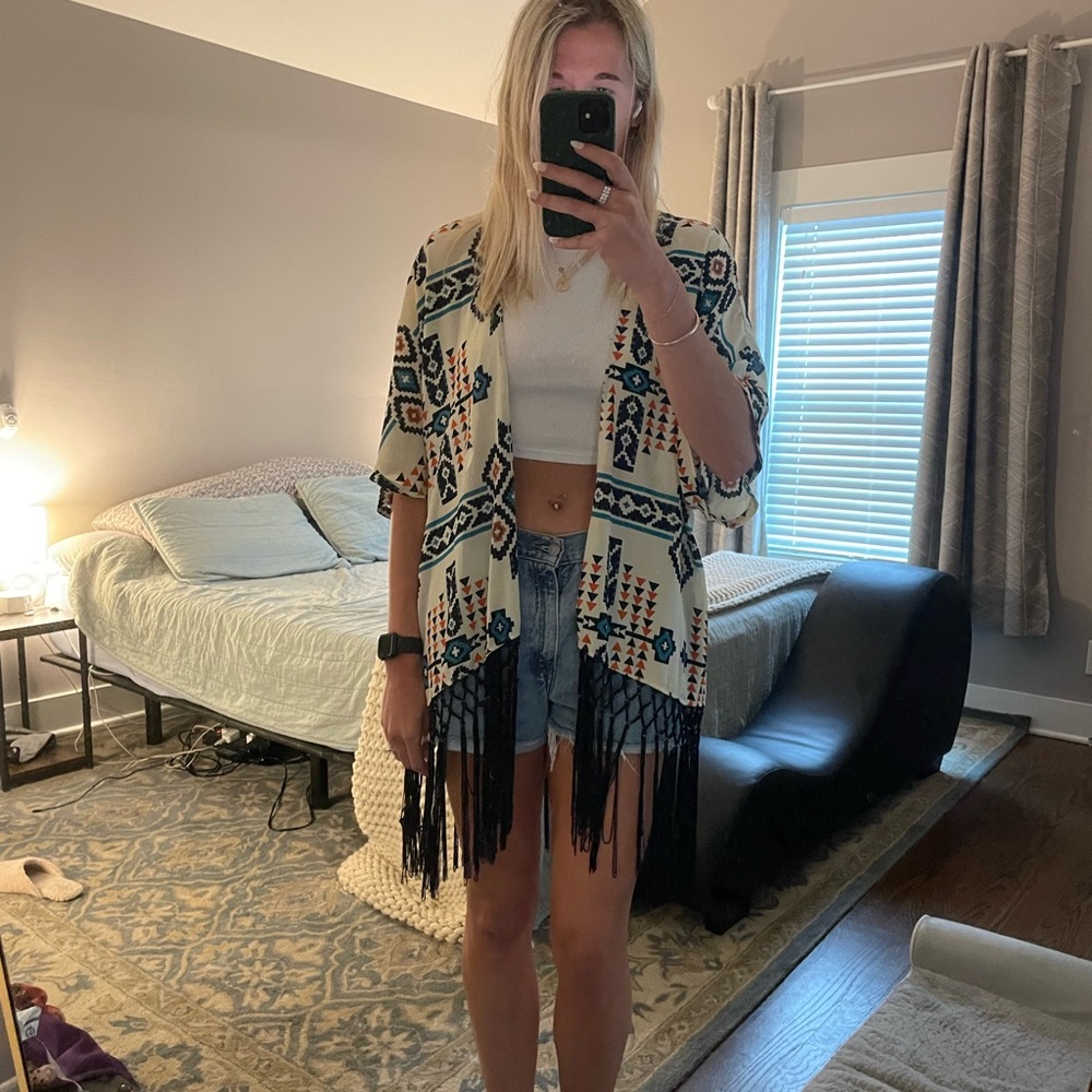 Bohemian Fringe Kimono Cardigan